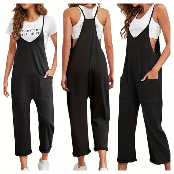 Pants - Relaxed Fit Cami Jumpsuit with Pockets